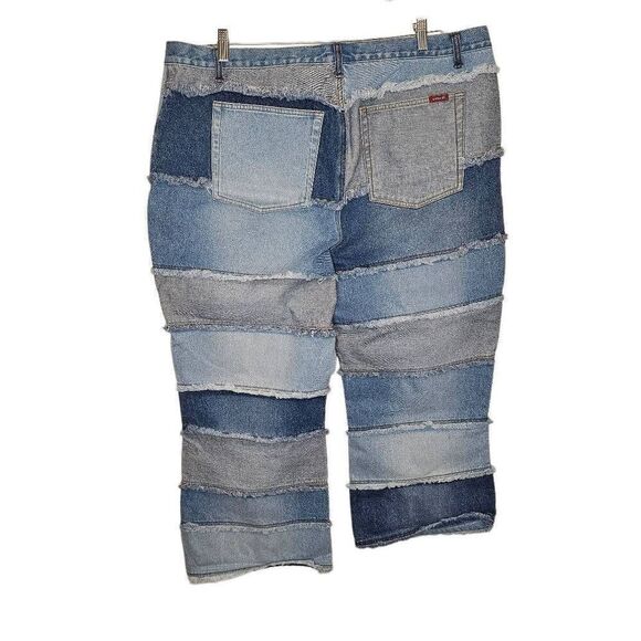 Vintage Y2K 90s Zana Di Patchwork Denim Hippie Flare jeans Boho Size 24P 100 % C - Picture 3 of 7